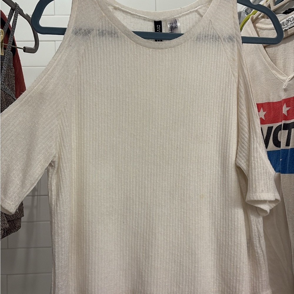 H&M Cream Cold Shoulder Top